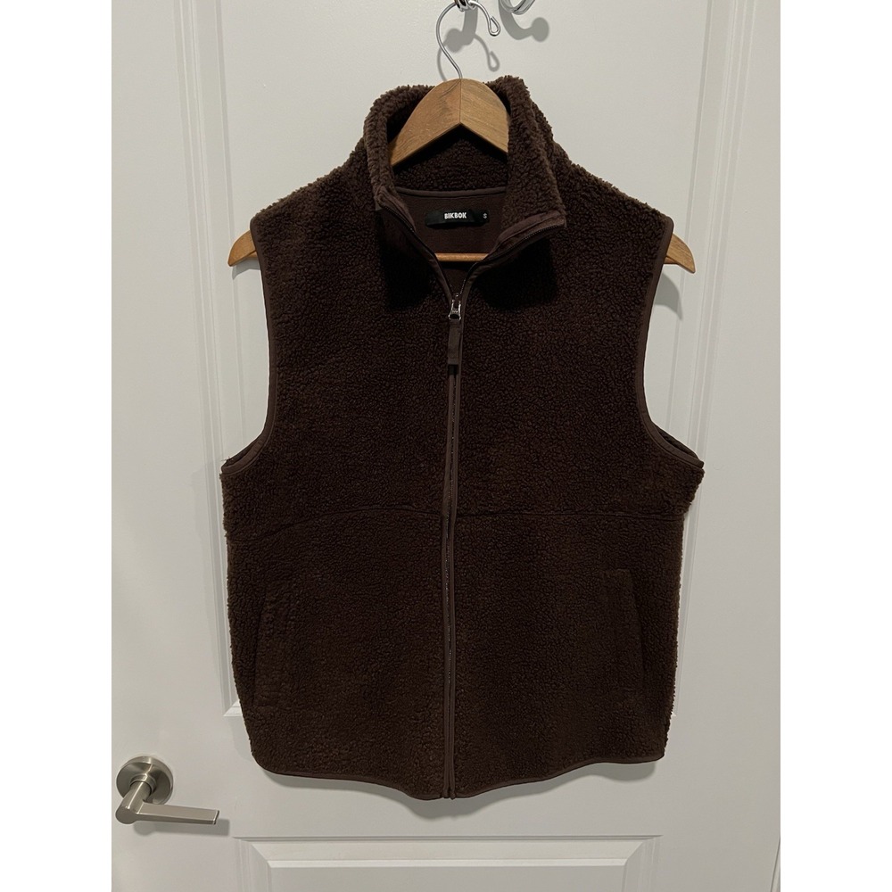 Bik Bok Brown Sherpa Full-Zip Vest Size Small Women's Western‎
